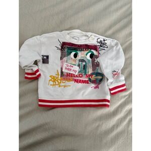 Burberry Childrens White Graphic‎ Print Sweatshirt Crewneck Top